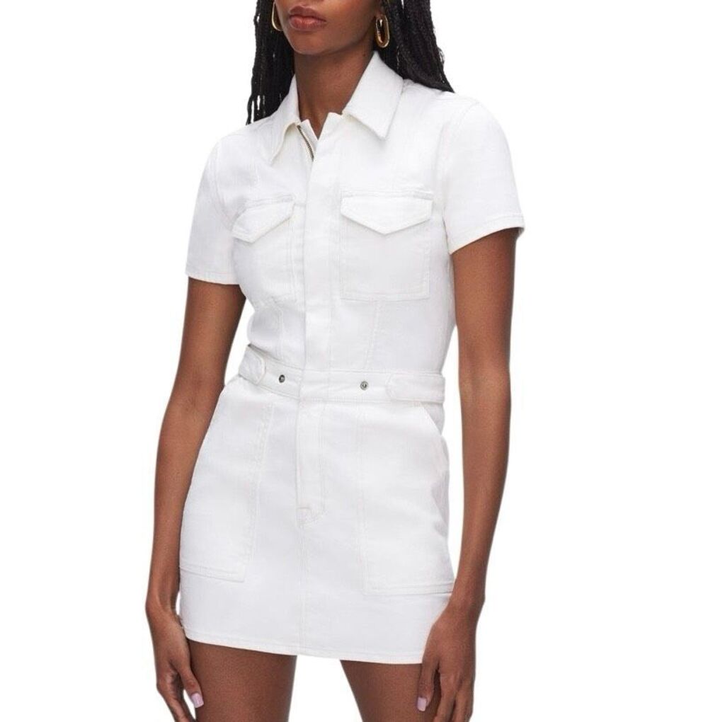 Good American White Denim Mini Dress Medium